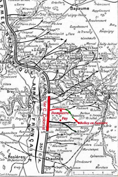 Carte des combats de la Somme en juillet 1916
