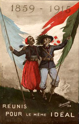 Affiche célébrant l'amitié franco-italienne
