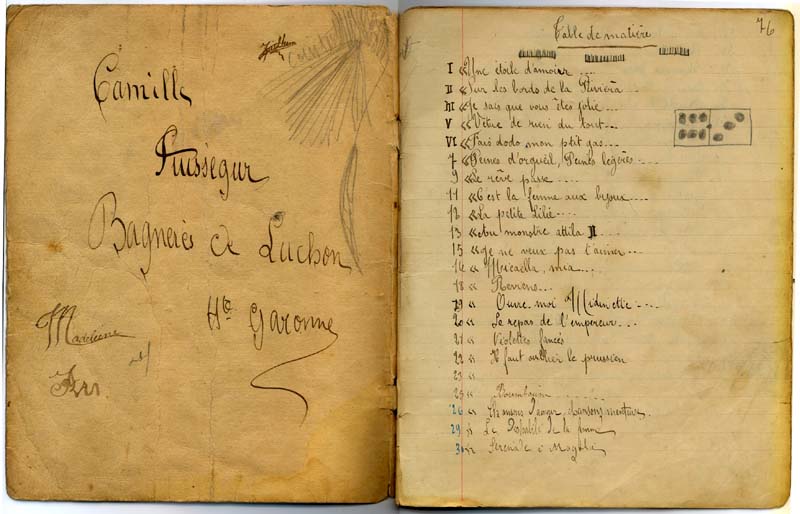 Carnet de chants de Camille Puisségur